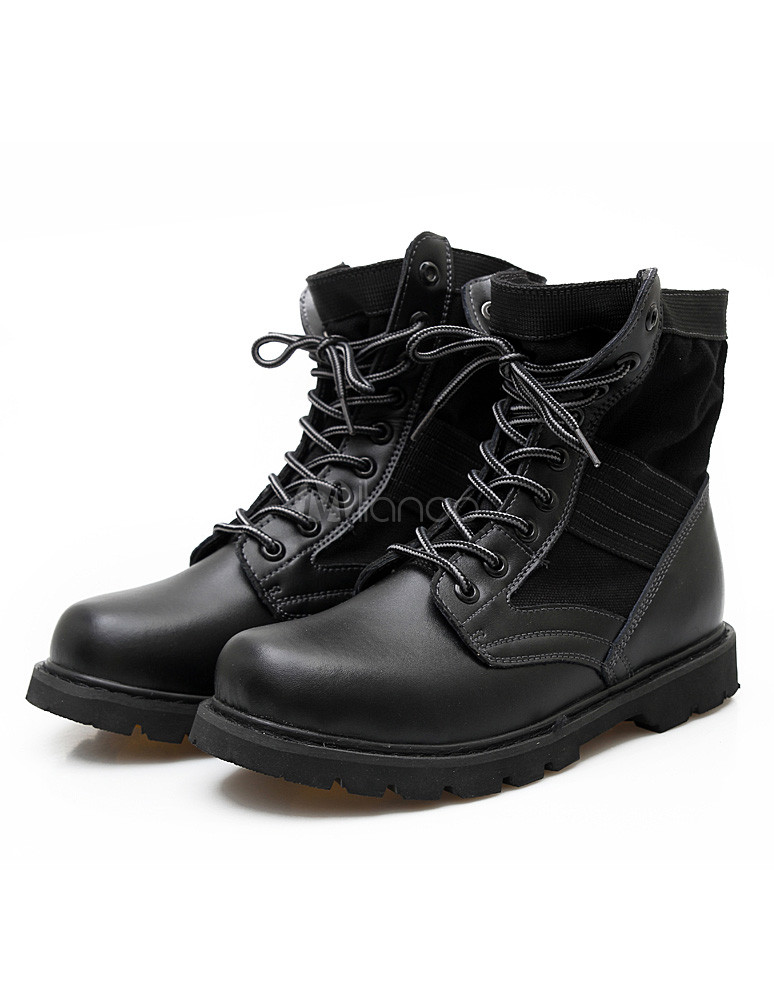 Cowhide Lace-Up Round Toe Comfortable Boots for Men - Milanoo.com