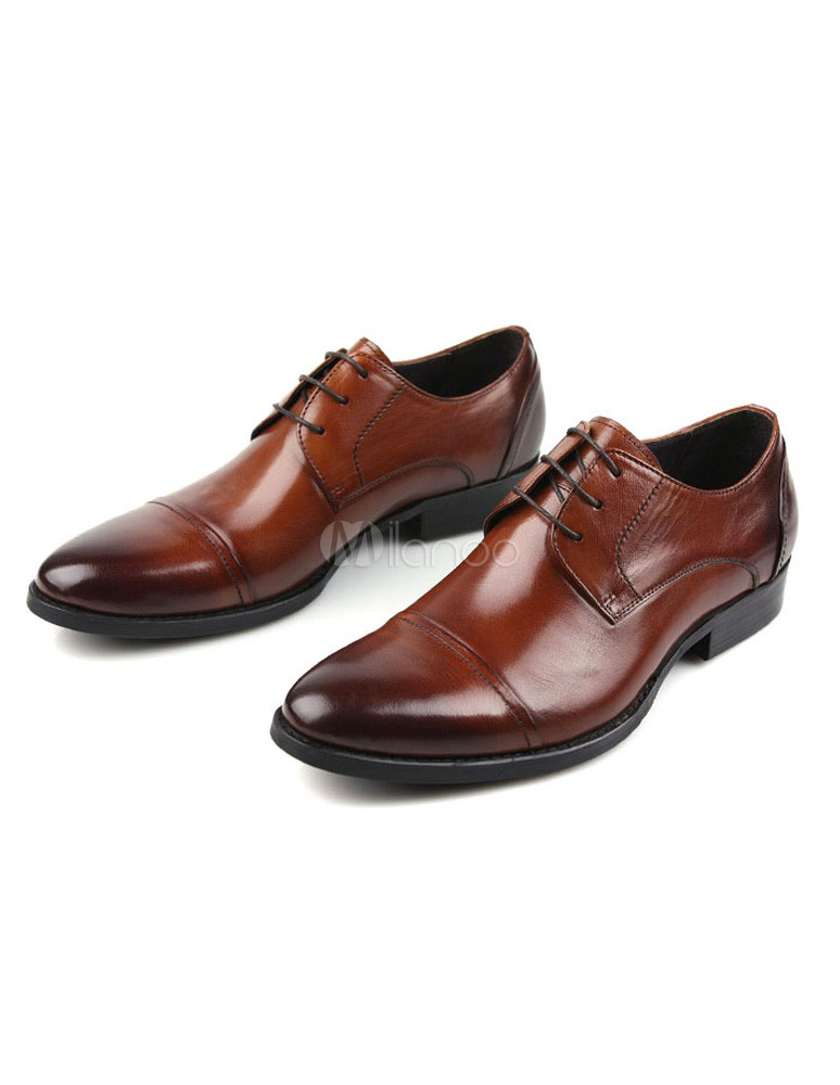 técnico Desacuerdo Trivial Zapatos de vestir de color marrón con cordones para hombres - Milanoo.com