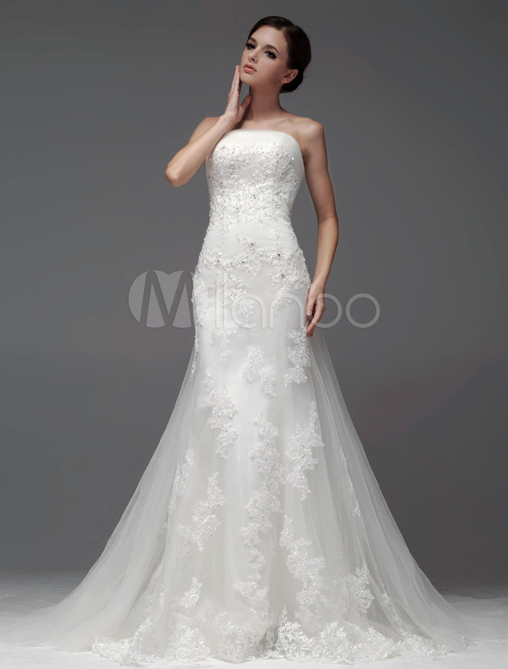 panel train wedding dress