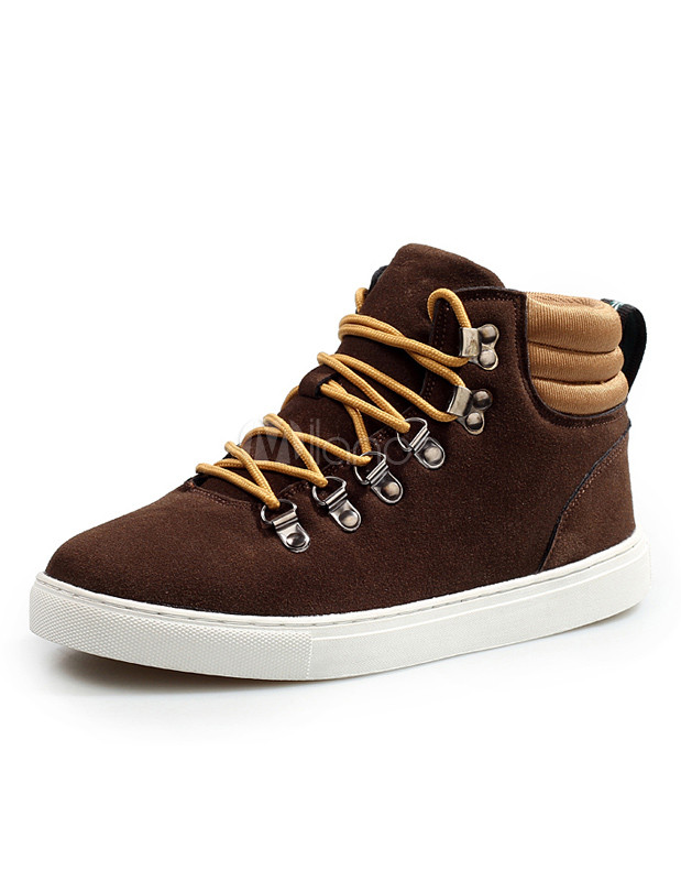 Round Toe Suede Leather Sneakers - Milanoo.com