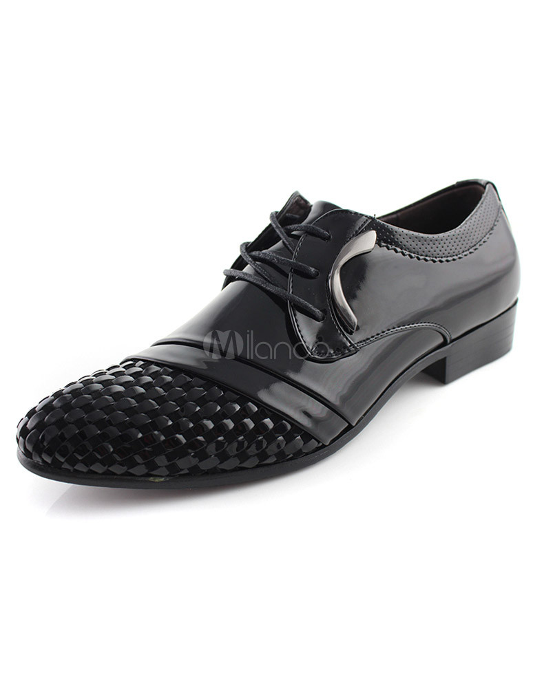 Fantastic Black Almond Toe Faux Leather Man's Dress Shoes - Milanoo.com