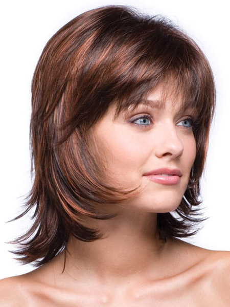 Women's Clothing Accessories | Brown Synthetic Straight Attractive Medium Wig For Woman - GD17591