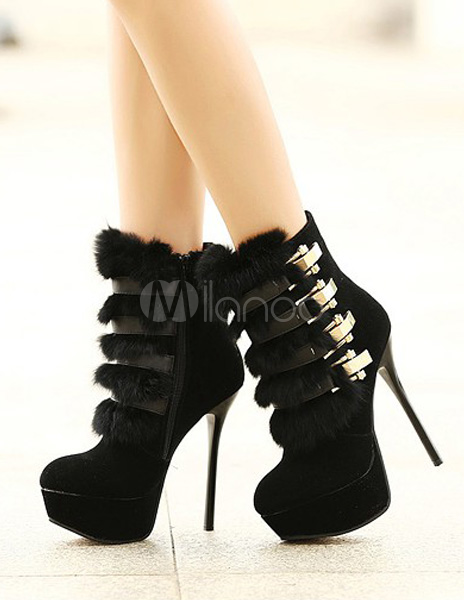 black mini heels