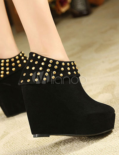 black wedge booties with conchos