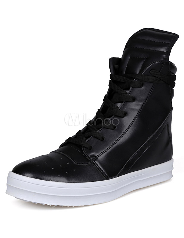 Black Leather Athletic Shoes for Man - Milanoo.com