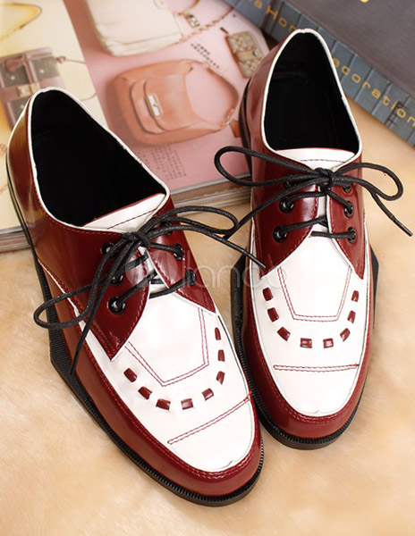color block leather loafers