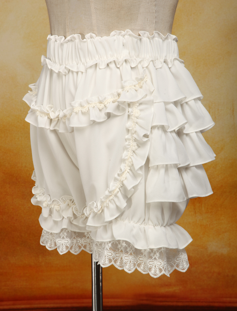 Sweet Lolita Bloomers White Cotton Lace Trim Ruffles - Milanoo.com