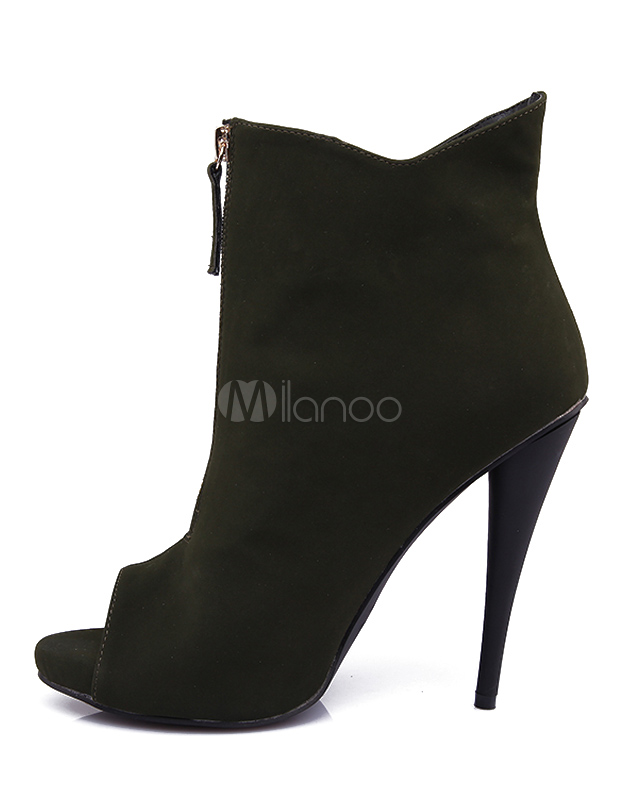 hunter green peep toe booties