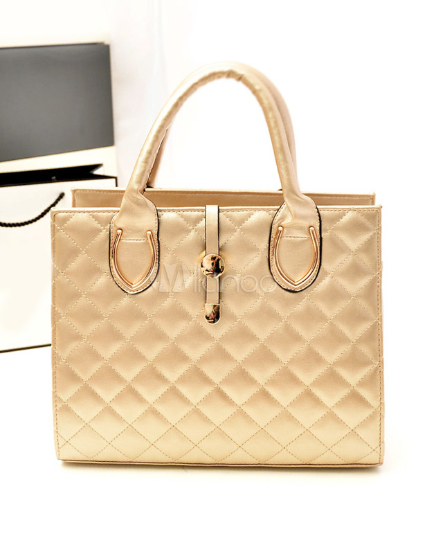 Chic Quilted PU Leather Tote Bag for Women - Milanoo.com