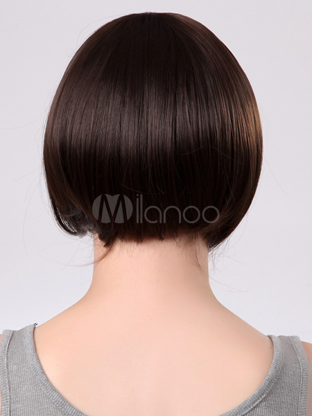 Quality Deep Brown Synthetic Short Wig For Women - Milanoo.com