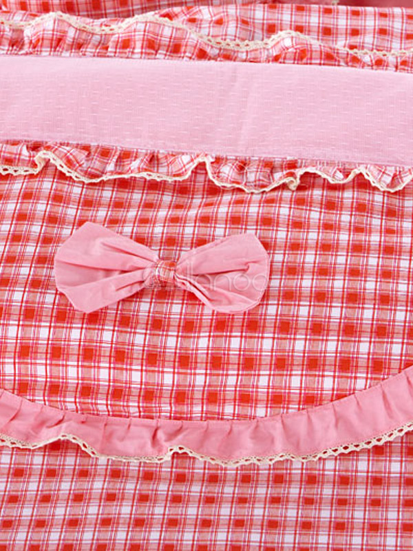 Sweet 4Piece Pink Plaid Cotton Bedding Set
