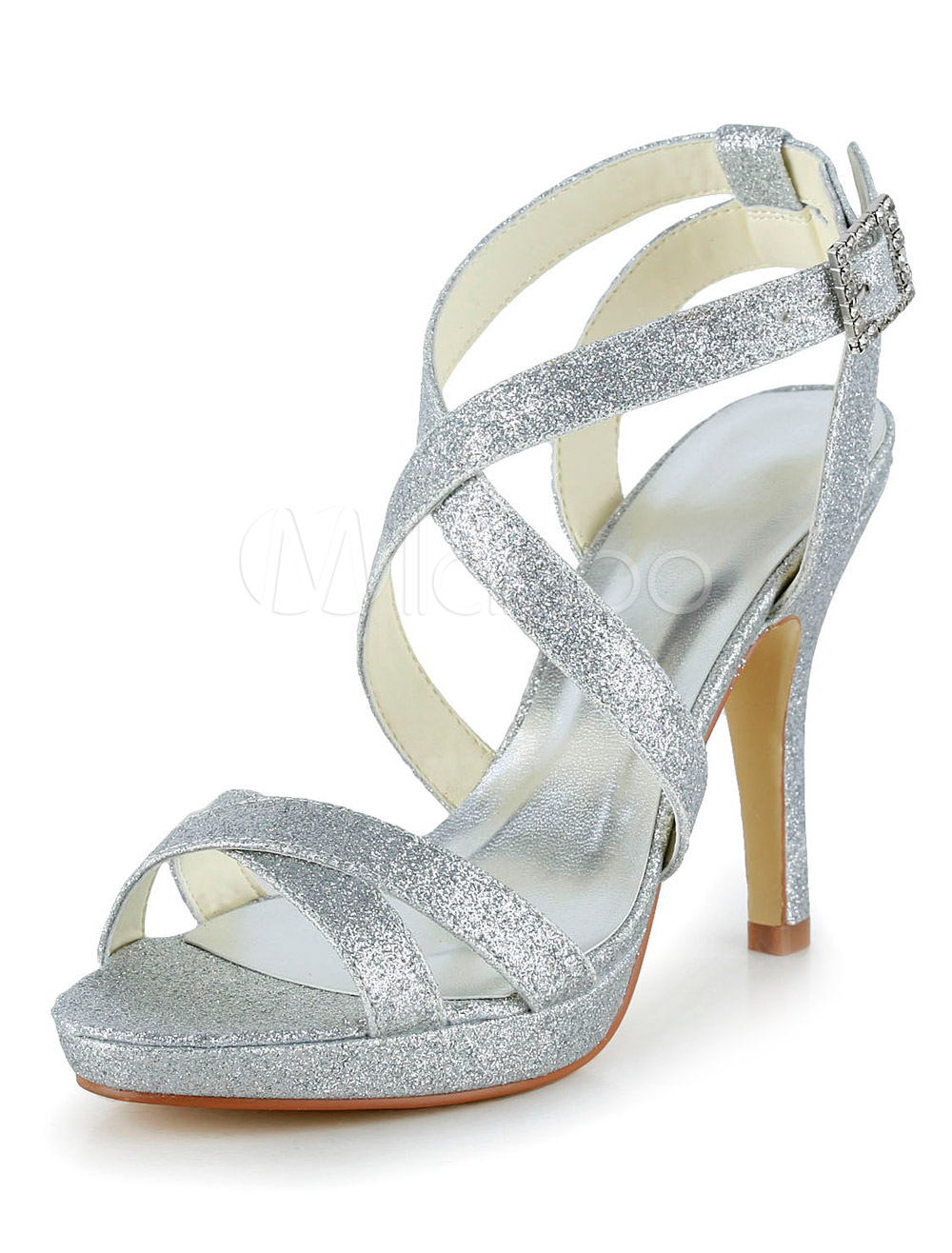 silver open toe pumps