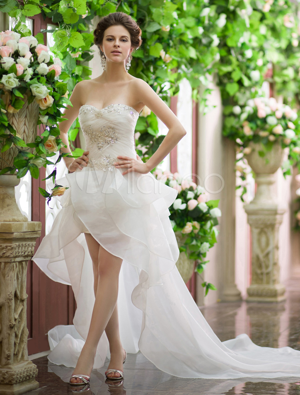 Ivory A Line Sweetheart Neck Beach Wedding Dress Milanoo Milanoo Com