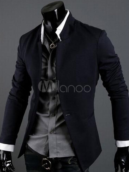 Solid Color Front Button Cotton Formal Men's Business Suit - Milanoo.com