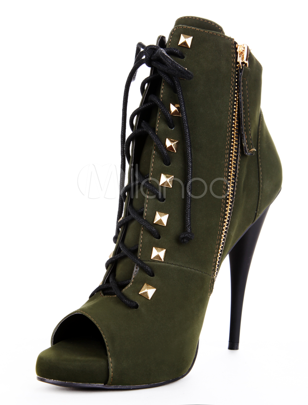 hunter green peep toe booties