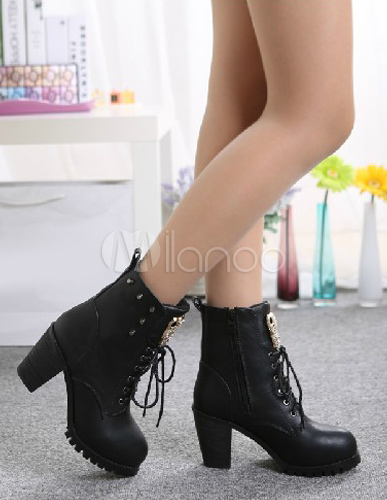 bottines noires lacets talons