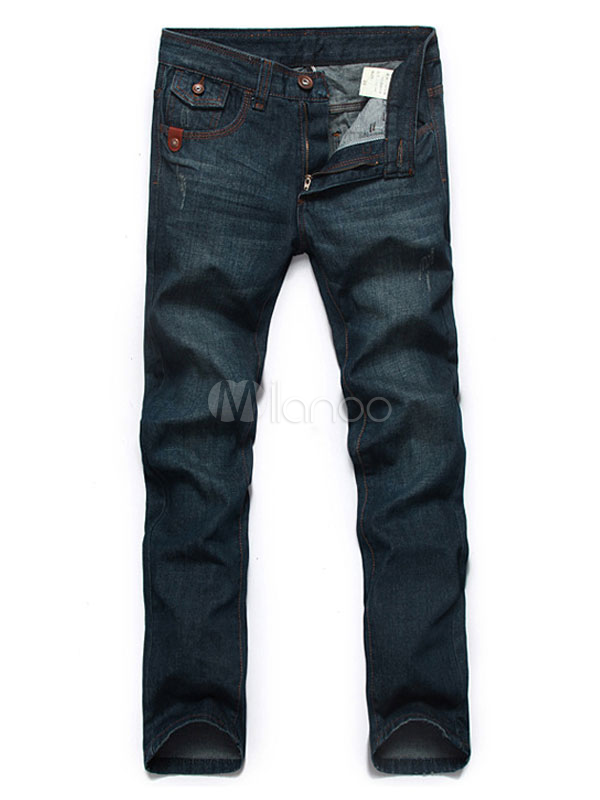 dark blue distressed jeans