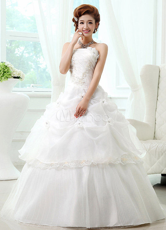 white floral ball gown