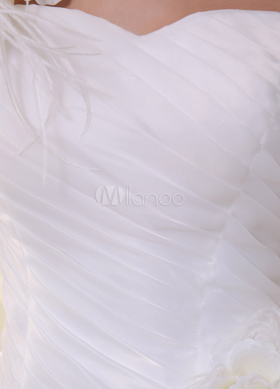 feathered floor length gown