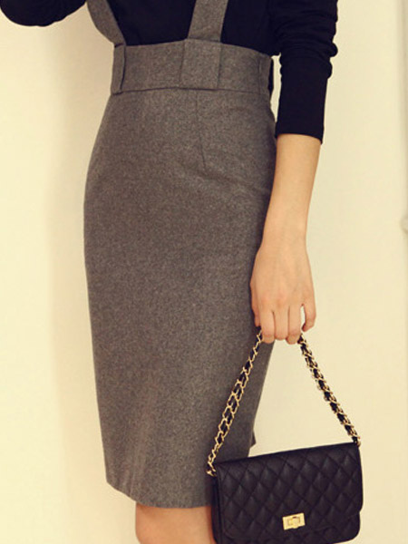 Antique Design Solid Color Cotton Split Suspender Skirt For Woman ...