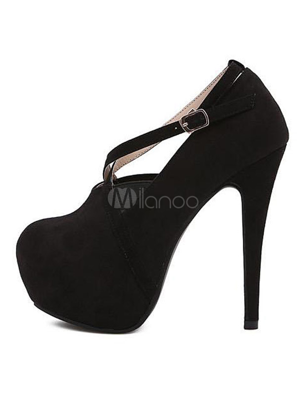 Stylish Black Round Toe Terry Woman's Platform Pumps - Milanoo.com