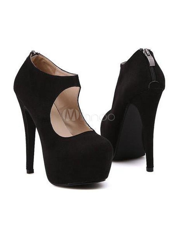 Black Stiletto Heel Terry Popular Woman's Platform Pumps - Milanoo.com