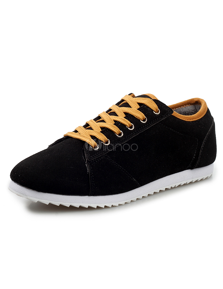 Stylish Round Toe Suede Leather Sneakers for Women - Milanoo.com