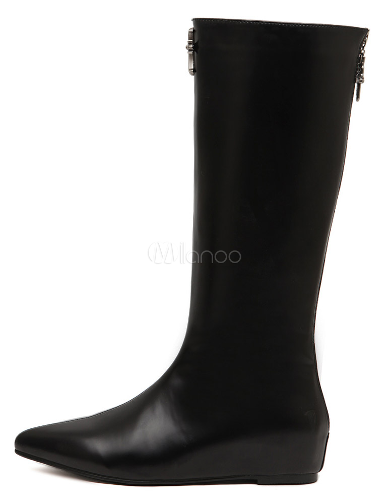 pointed toe flat riding boots