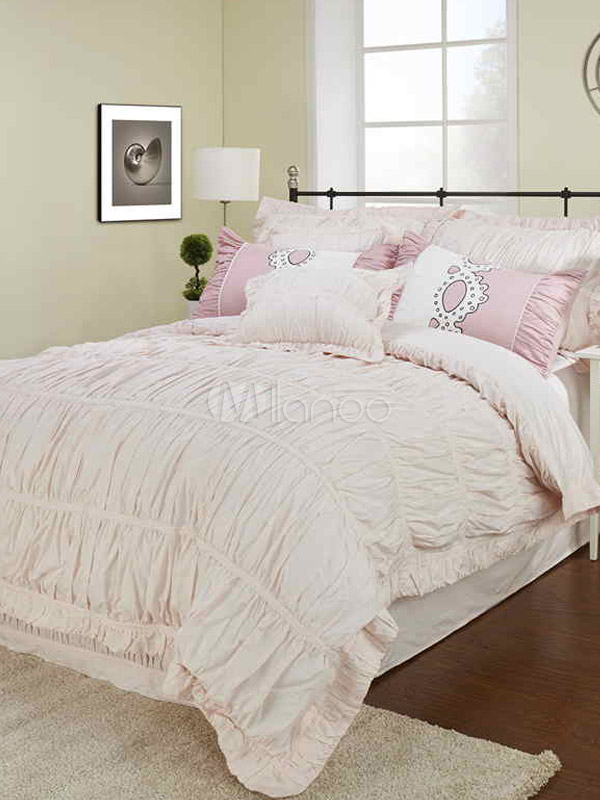 Sweet Light Pink 3 Piece Cotton Duvet Cover Sets Milanoo Com