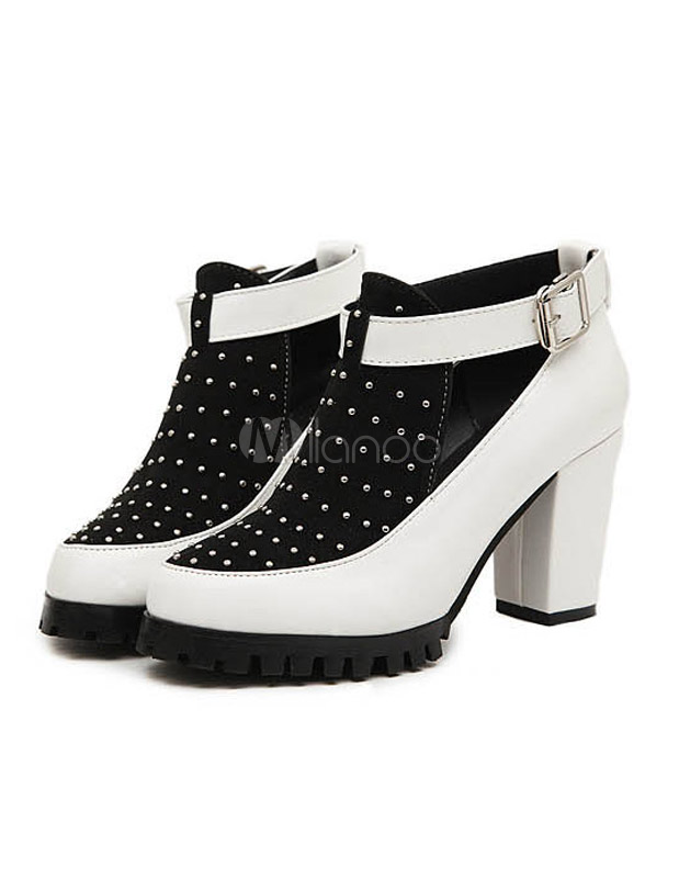 white chunky heels amazon