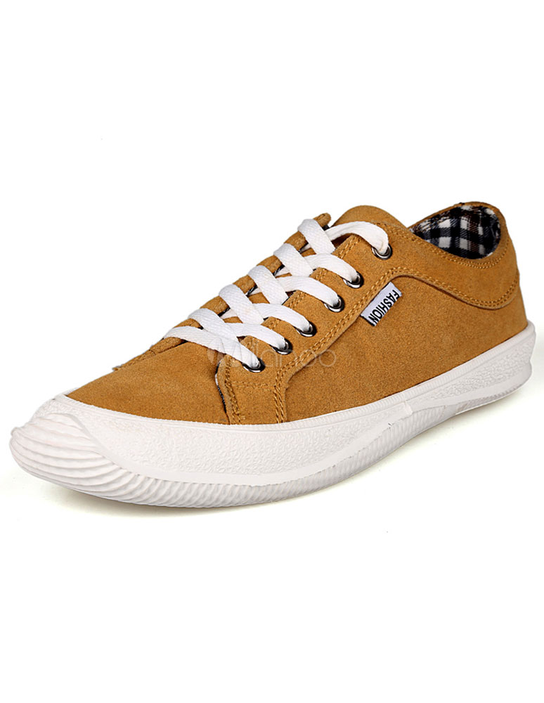 Stylish Yellow Round Toe Suede Leather Casual Shoes for Men - Milanoo.com