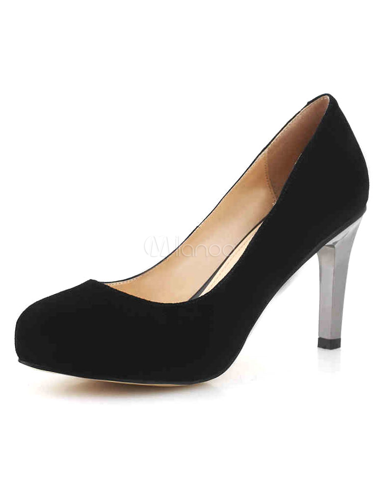 Zapatos de tacón medio de piel de carnero de color negro - Milanoo.com