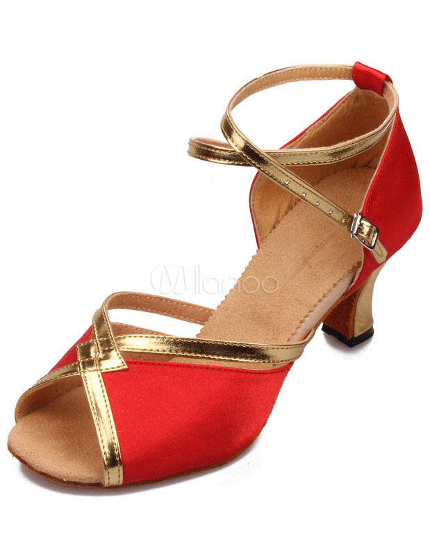 Open Toe Color Block Ankle Strap Womens Latin Shoes - Milanoo.com