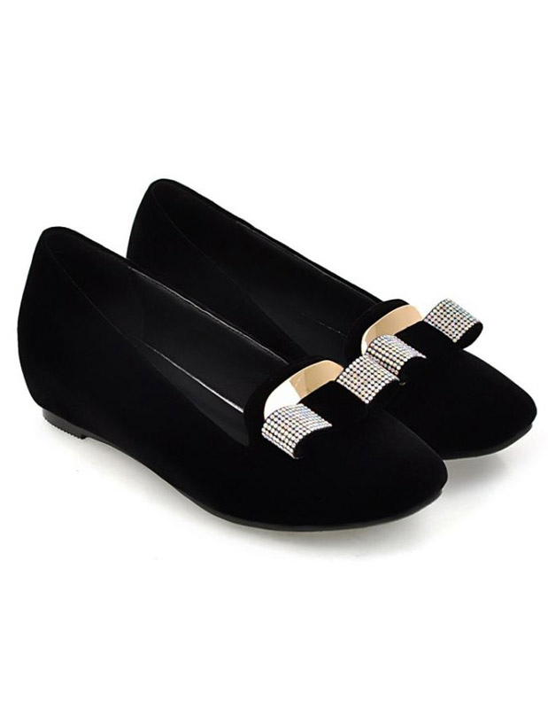 Popular Black Rhinestone Round Toe Monogram Suede Womens Loafers ...