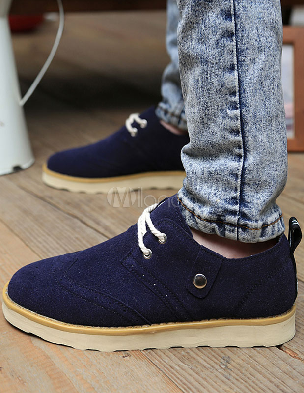 Quality Round Toe Suede Leather Mens Casual Shoes - Milanoo.com