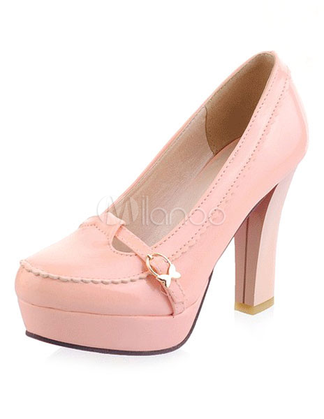platform round toe pumps