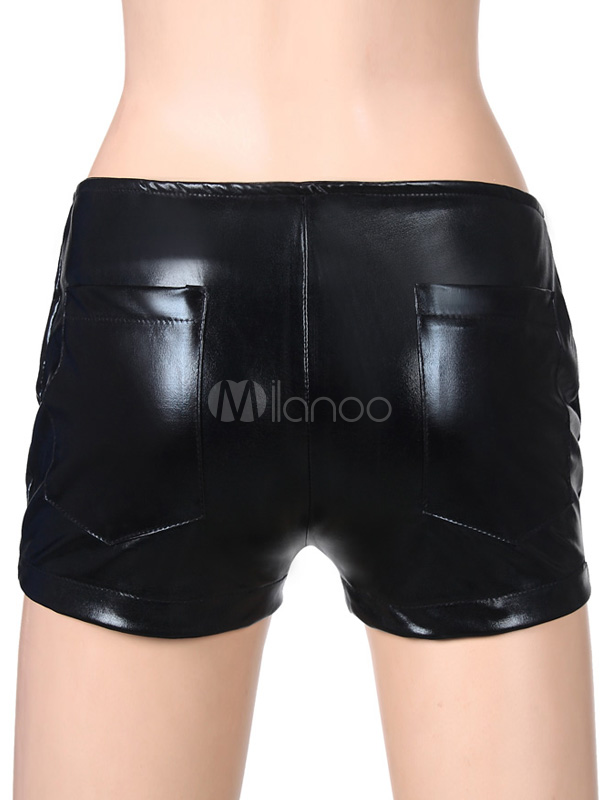 PU Leather Black Hip Hop Dance Costume Shorts