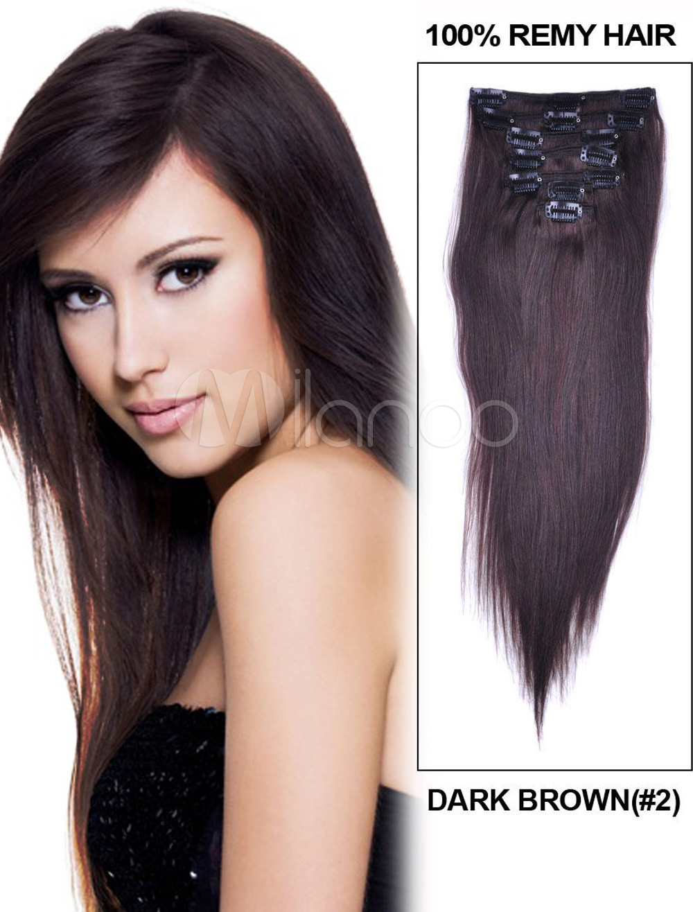 Layered Straight Human Hair 24 inches Clip in Hair Extensions