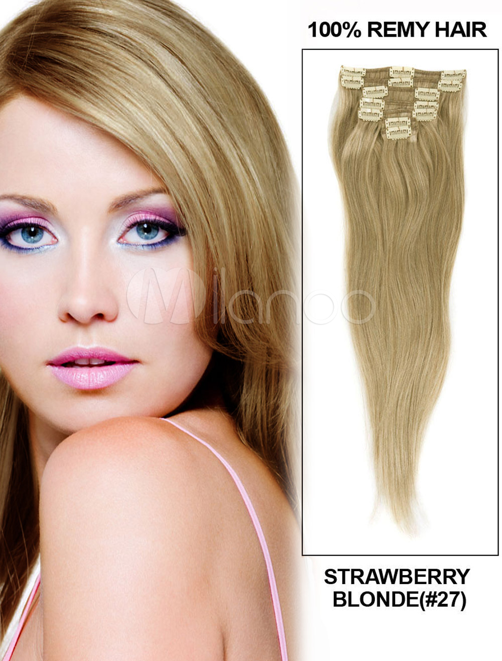Charming Layered Straight Human Hair 16 inches Clip in Hair Extensions