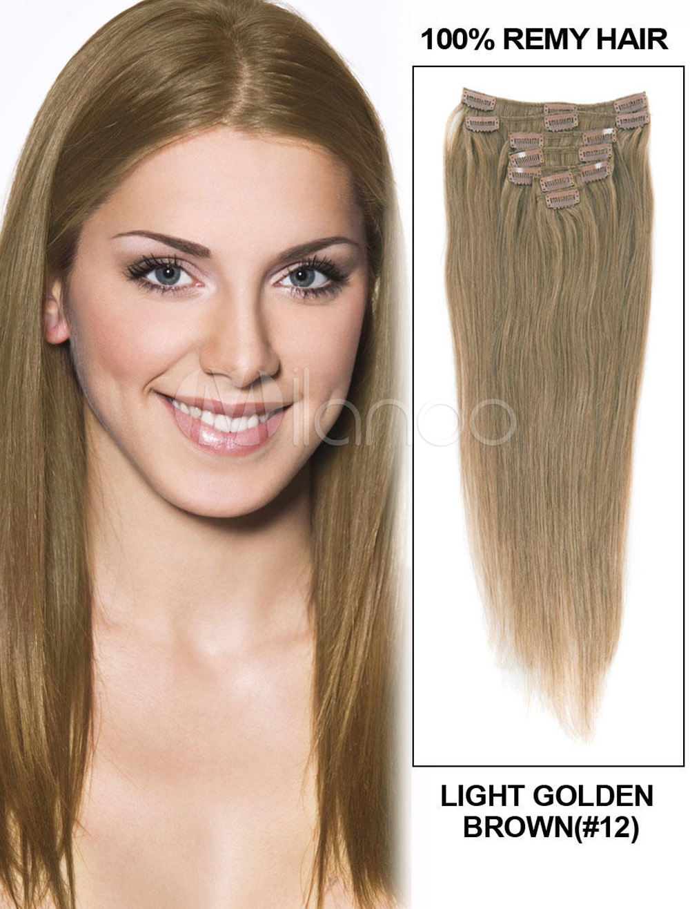 Cool Tossed 22 inches Long Human Hair Clip in Hair Extensions