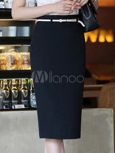 Black Solid Color Rayon Chic Skirt For Women - Milanoo.com