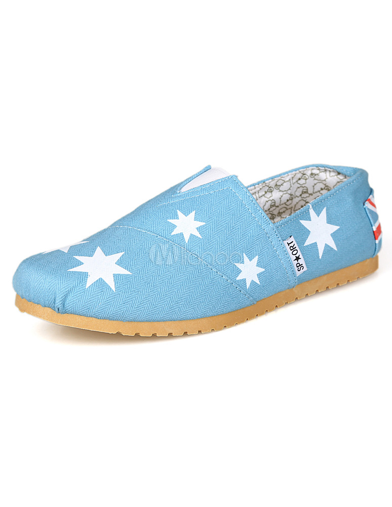 Moda azul de céu claro pano Galaxy Print Round sapato sapatos Toe masculino  - Milanoo.com
