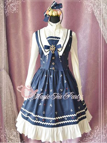 Blue Stripe Metal Details Lovely Lolita Headdress - Milanoo.com