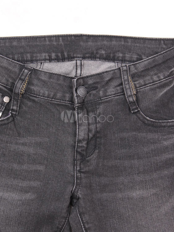 Pantalones vaqueros de mezclilla delgada profundo gris mujer encantadora -  Milanoo.com
