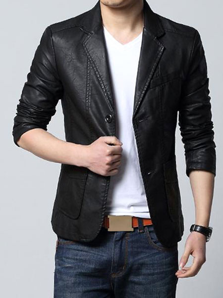 Smart Casual PU Leather Mens Leather Jacket - Milanoo.com