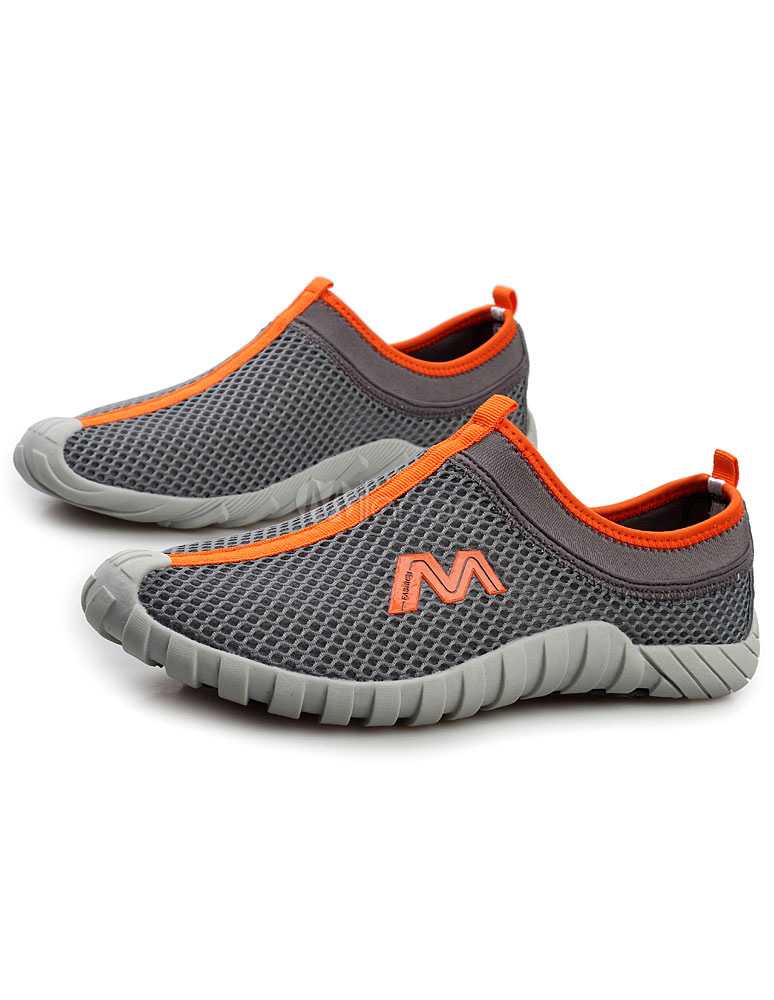 Handsome Deep Gray Mesh Cut Out Round Toe Athletic Shoes for Man ...