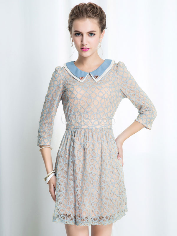 light blue peter pan collar dress