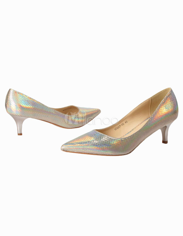 pointed silver heels