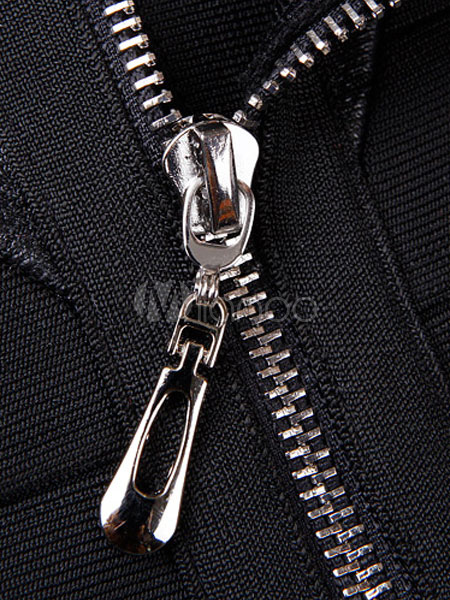 Black Long Sleeves Rayon Slim Bodycon Dress for Woman - Milanoo.com