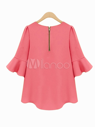 Half Sleeves Oversized Chiffon Stylish Blouse For Women - Milanoo.com